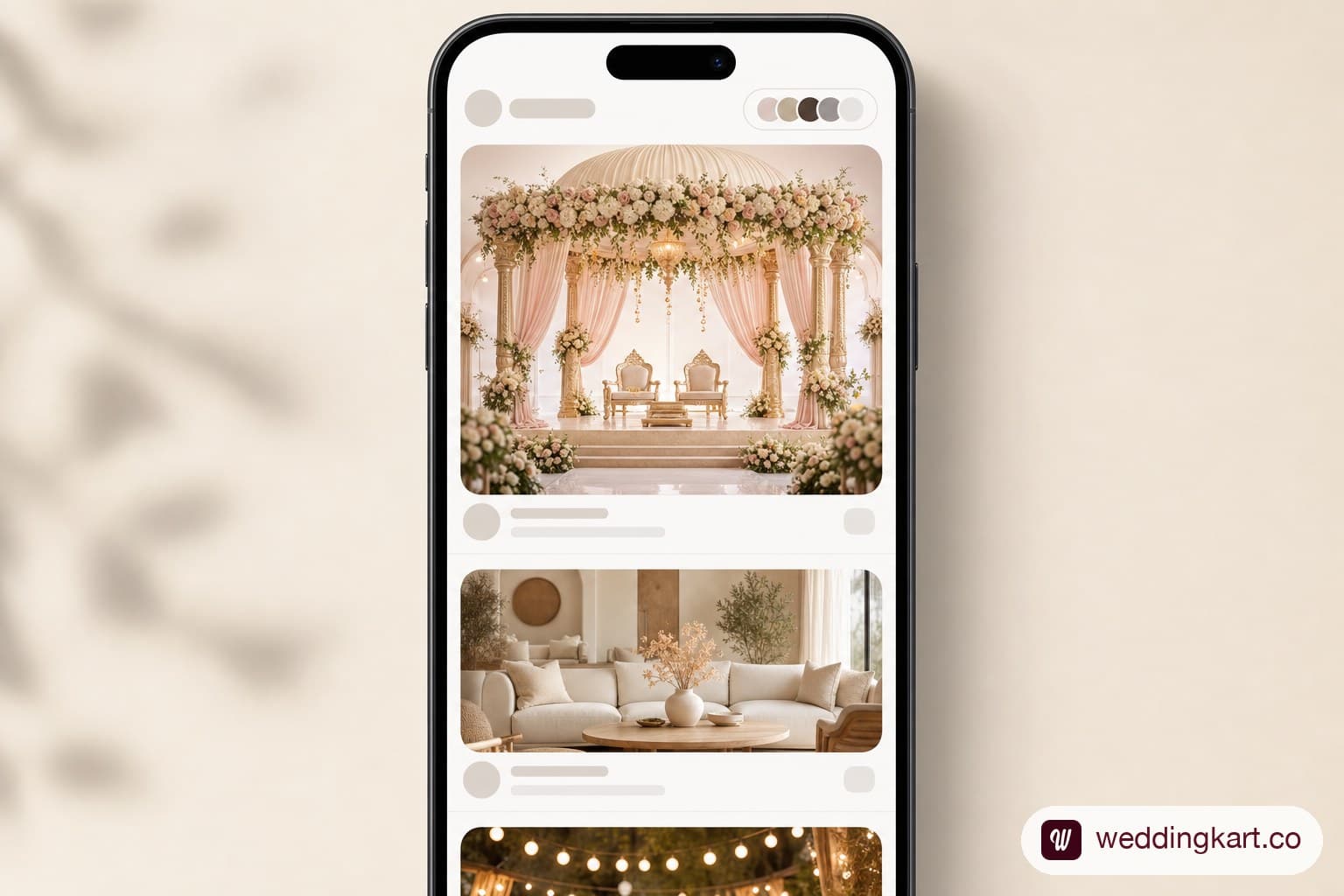 A phone screen showing a WhatsApp Channel feed with a wedding-day update post and a follower count visible at the top