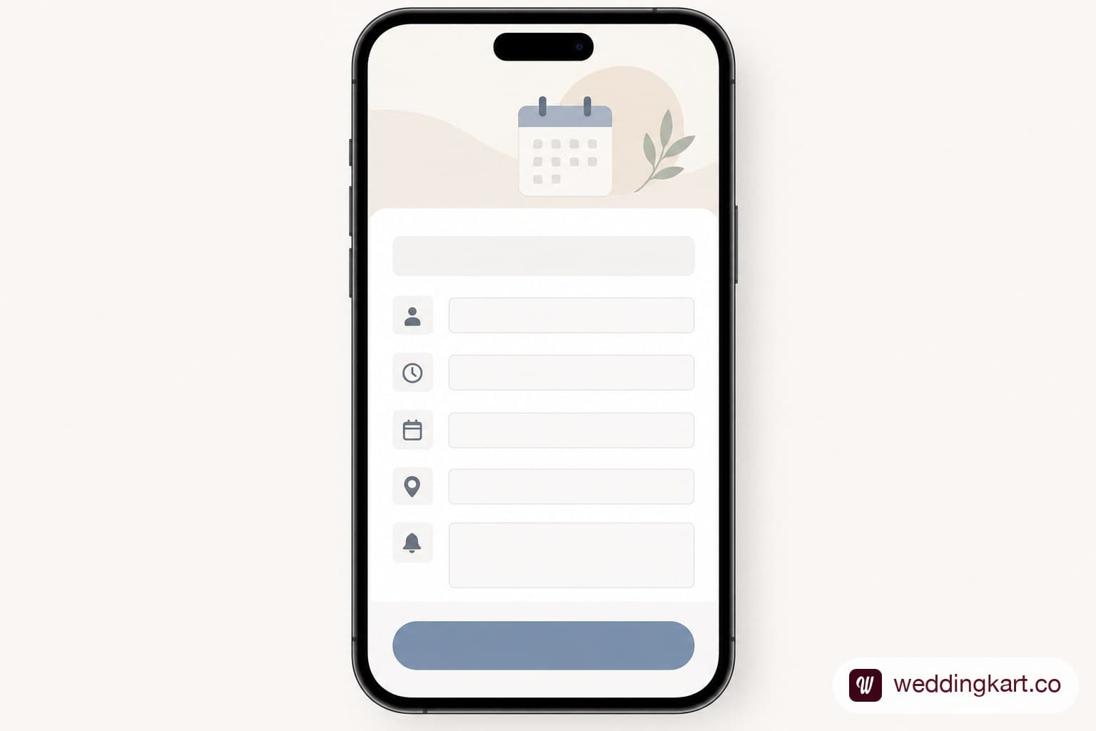 A WhatsApp event-composer screen mockup showing fields for event name, date, time, and location with a Create Event button