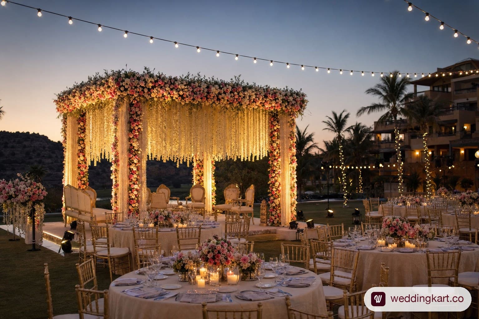 Outdoor wedding event setup managed by an Indian event company.