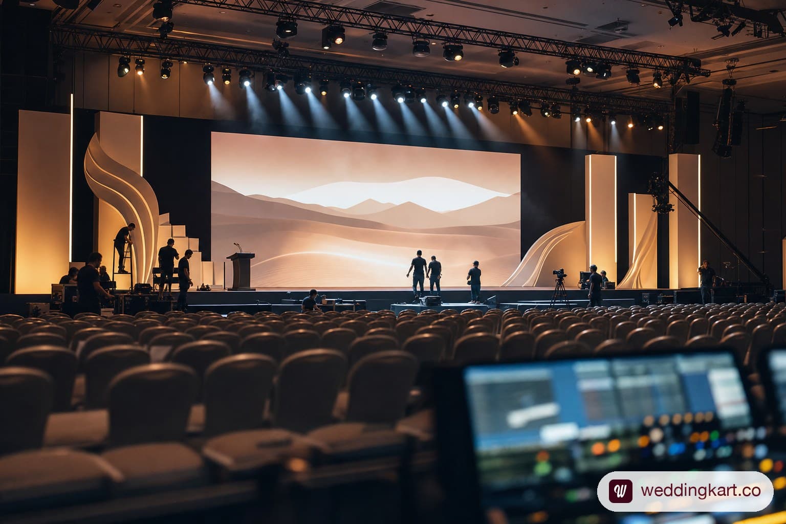 Branded stage setup for a corporate event in India.